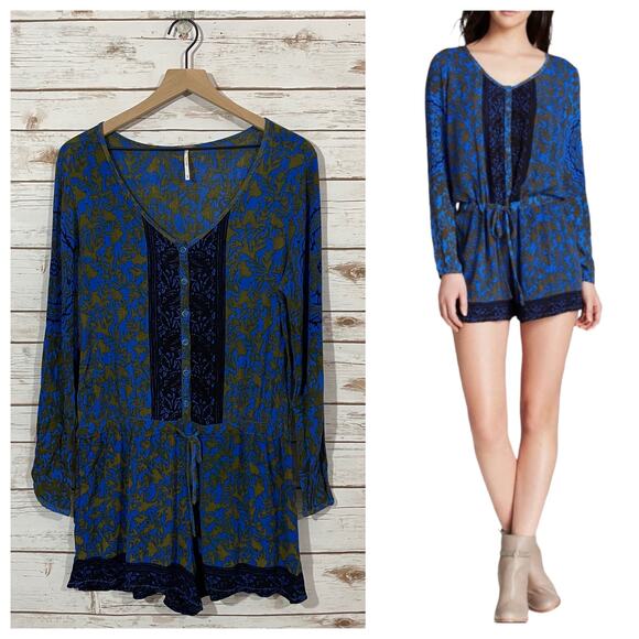 Free People Resort Romper - Electric Blue Floral - XS - Picture 1 of 12